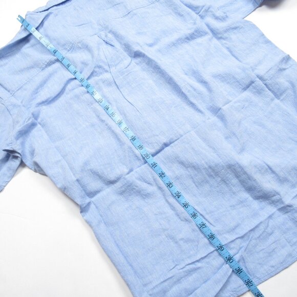 Anthropologie Maeve The Bennet Buttondown Shirt Linen Edition Indigo Blue XLP - Picture 5 of 8